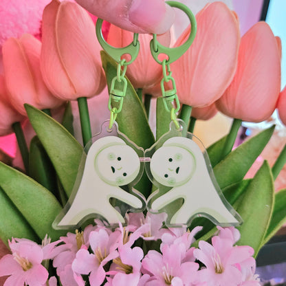 (B-GRADE) Couple Heart Smiski Magnetic Keychain Set