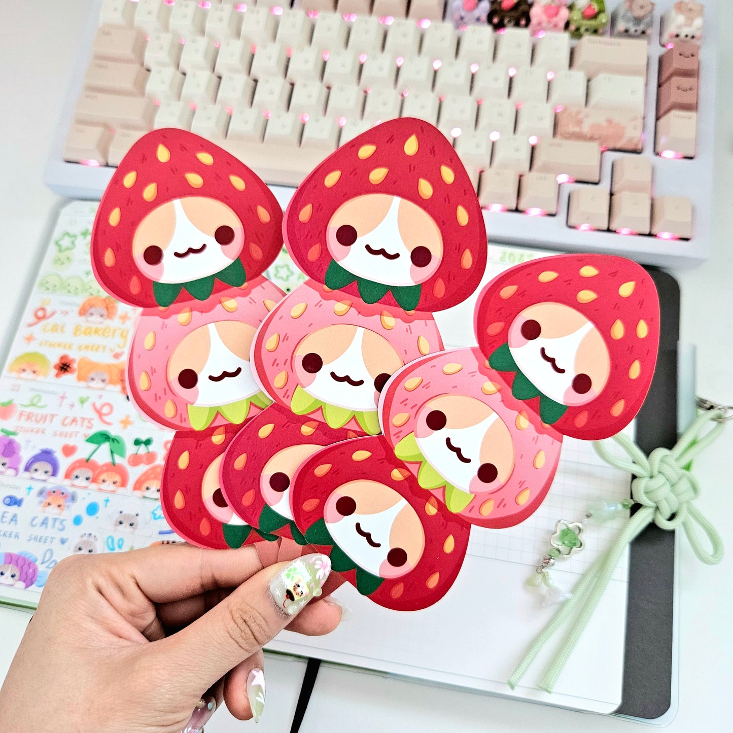 Cat Berry Tanghulu Bookmark