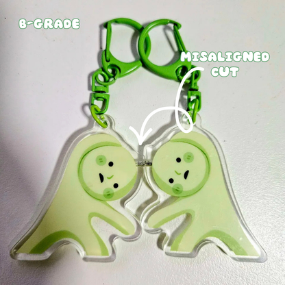 (B-GRADE) Couple Heart Smiski Magnetic Keychain Set